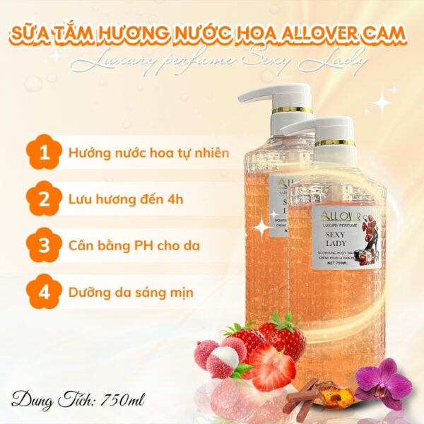 Sữa Tắm Dưỡng Ẩm Hương Nước Hoa Pháp ALLOVER Luxury perfume 750ml - Hình ảnh 5