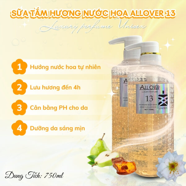 Sữa Tắm Dưỡng Ẩm Hương Nước Hoa Pháp ALLOVER Luxury perfume 750ml - Hình ảnh 4