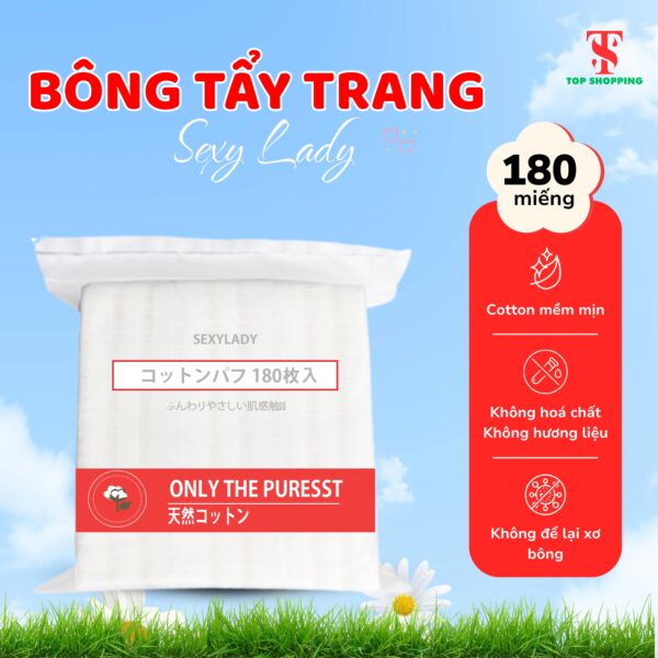Bông tẩy trang Sexy Lady 180 miếng vuông