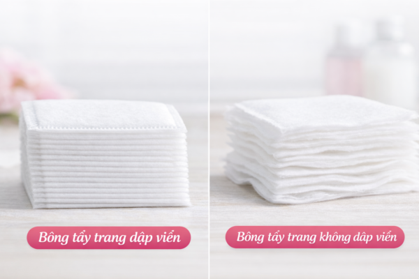 Bông tẩy trang dập viền và không dập viền