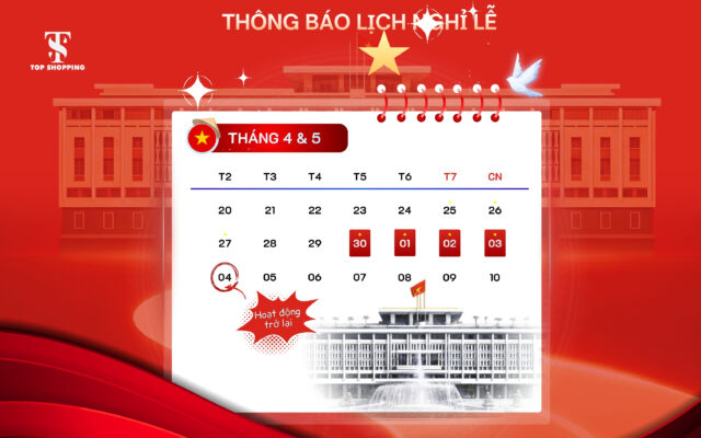 Thông báo lịch nghỉ lễ 30.4-1.5