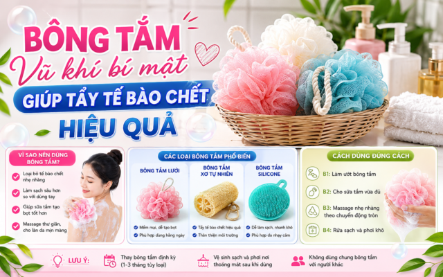 Bông Tắm Giúp Tẩy Tế Bào Chết Hiệu Quả Và Làm Sạch Da Mỗi Ngày